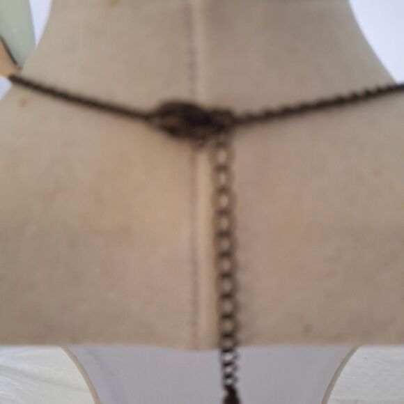 Women's Necklace Red Glass Victorian Style Whimsigoth Gunmetal Y-Drop Vampire - Picture 8 of 11